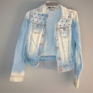Highway Jeans brand distressed rhinestone encrusted denim jacket Size S